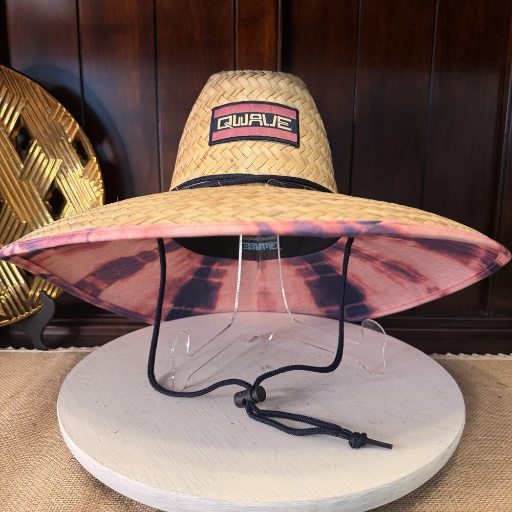 NWT QWAVE Straw Beach Hat For Outdoors 50+ SPF Wide Brim With Adjustable Chin